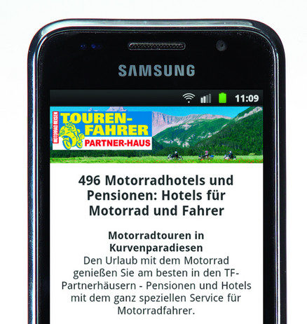 „Tourenfahrer“-Hotelführer für Smartphones